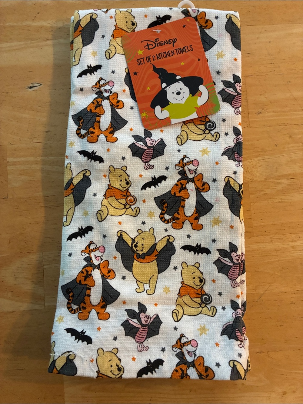 Disney Halloween Winnie the Pooh & friends kitchen towels set of 2; 100% cotton